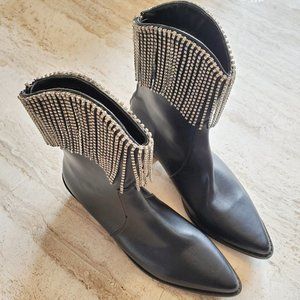 Nasty Gal Faux Leather Fringe Western Boots